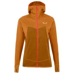 Polaire Salewa Puez Hybrid Polarlite W Full-Zip Hoody Golden Brown Melange