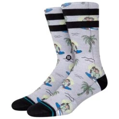 Chaussettes Stance Crew Sock Surfing Monkey Grey